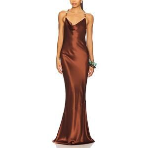 Retrofete Brown Satin Gown